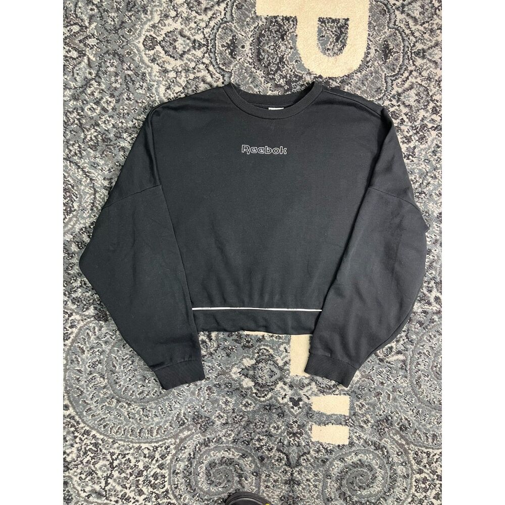 Vintage Womens Reebok Brand Crewneck Sweatshirt Crop Size 3XL Black